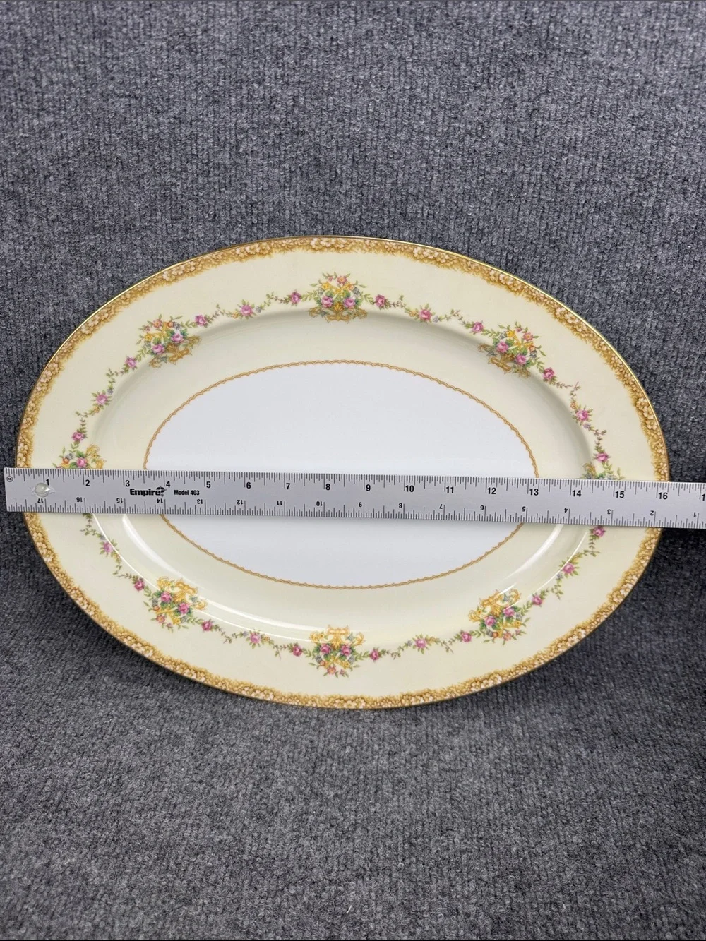 Noritake Ireland Mirabelle 3843 Large Platter Floral Clusters with Gold Trim